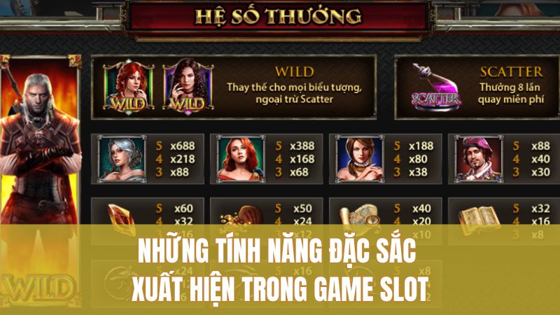 Quay The Witcher Wild Hunt GO88: Trải Nghiệm Đáng Chơi 3 Những tính năng đặc sắc xuất hiện trong game slot